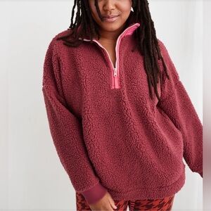 Aerie Sherpa Quarter Zip Fleece Small S New NWT